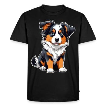 Chien Border Collie mignon - T-shirt Premium bio Homme - noir - Devant - Nico (187cm)