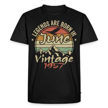 Anniversaire Juin 1957 né en Juin 1957 Rétro 1957 - T-shirt Premium bio Homme - noir - Devant - Nico (187cm)