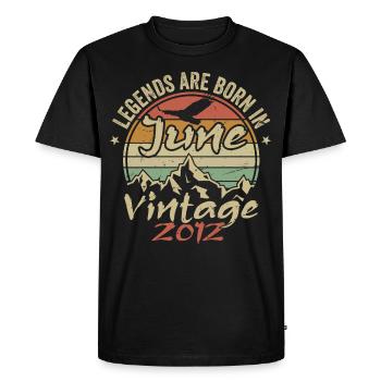 Birthday June 2012 born in June 2012 Retro 2012 - Men's Premium Organic T-Shirt - black - Front - Nico (187cm)