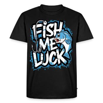 Fish Me Luck Conception de pêche drôle pour les pêcheurs - T-shirt Premium bio Homme - noir - Devant - Nico (187cm)