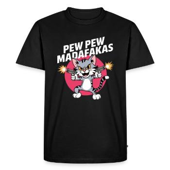 Pew Pew Madafakas - Chat de dessin animé cool - T-shirt Premium bio Homme - noir - Devant - Nico (187cm)