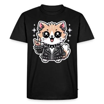 Chat de la musique métal - T-shirt Premium bio Homme - noir - Devant - Nico (187cm)