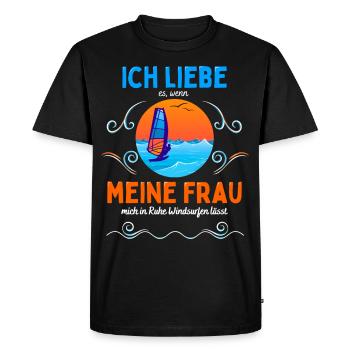 Windsurfen Ich liebe meine Frau - Männer Premium Bio T-Shirt - Schwarz - Vorne - Nico (187cm)