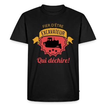 EXCAVATEUR - T-shirt Premium bio Homme - noir - Devant - Nico (187cm)
