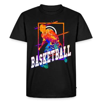 basket-ball basketteur joueur de basket-ball Vintage coloré - T-shirt Premium bio Homme - noir - Devant - Nico (187cm)