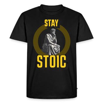 Restez stoïque - T-shirt Premium bio Homme - noir - Devant - Nico (187cm)