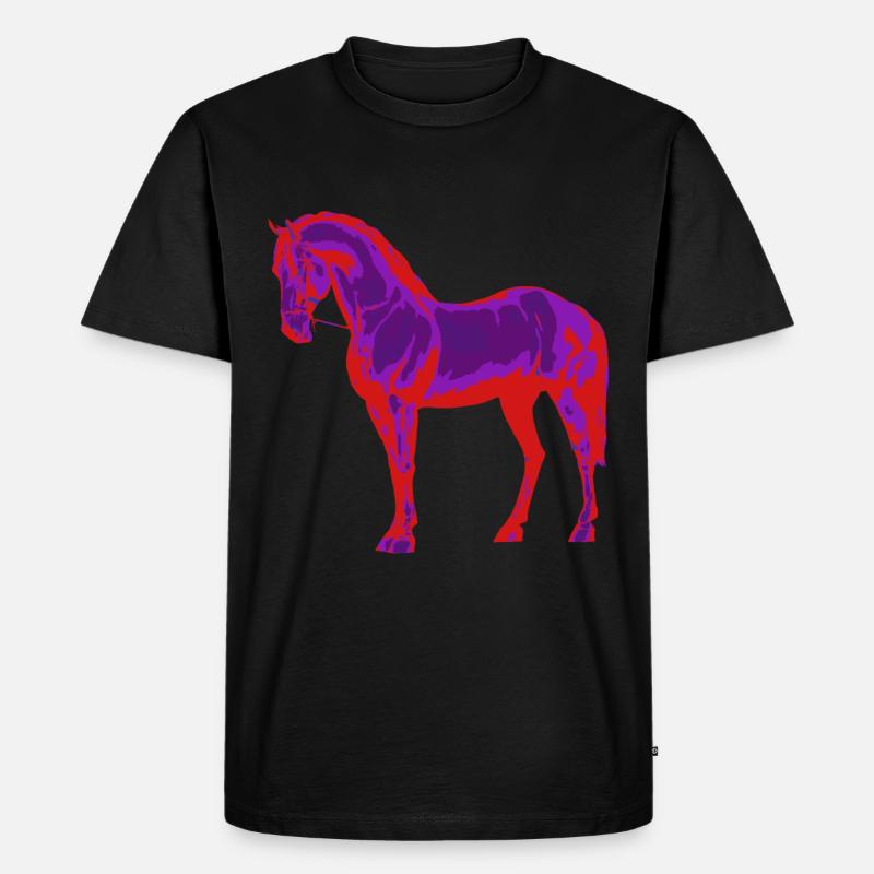 Pferd neon - Männer Premium Bio T-Shirt - Schwarz