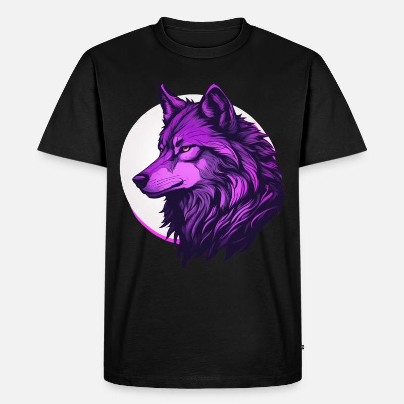Neon Wolf - Männer Premium Bio T-Shirt - Schwarz