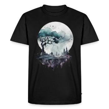 Spooky Moon - Men's Premium Organic T-Shirt - black - Front - Nico (187cm)