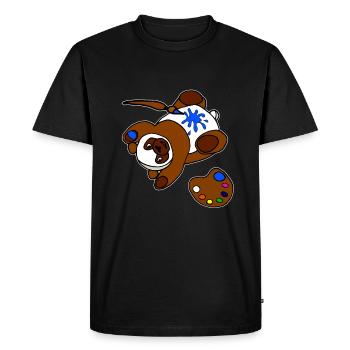 Ours Jouant Avec De La Peinture Et Du Pinceau Artiste Kid - T-shirt Premium bio Homme - noir - Devant - Nico (187cm)