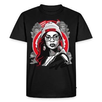Girl in old school and hip hop design - Men's Premium Organic T-Shirt - black - Front - Nico (187cm)