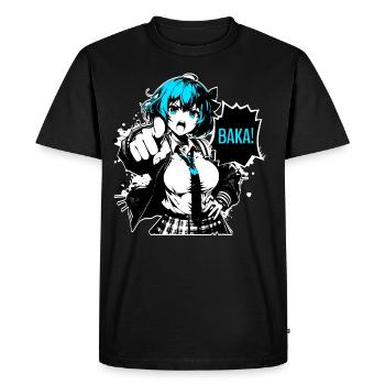 Anime Manga // Girl Calls BAKA ! AS015 - T-shirt Premium bio Homme - noir - Devant - Nico (187cm)