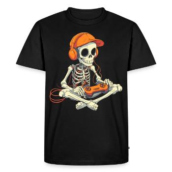 Squelette Halloween Gamer Gaming Garçon Enfants Garçon - T-shirt Premium bio Homme - noir - Devant - Nico (187cm)