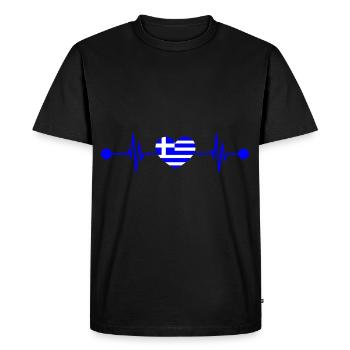 Heartbeat Grèce grecque - T-shirt Premium bio Homme - noir - Devant - Nico (187cm)