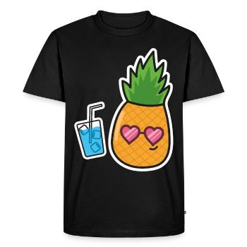 Pineapple Holiday Summer Time - Men's Premium Organic T-Shirt - black - Front - Nico (187cm)