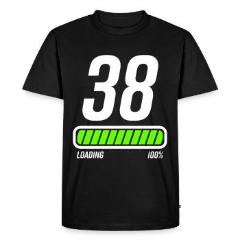 38th anniversary - Men's Premium Organic T-Shirt - black - Front - Nico (187cm)