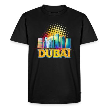 Dubai Skyline Summer Sun Palm Beach Sea - Men's Premium Organic T-Shirt - black - Front - Nico (187cm)