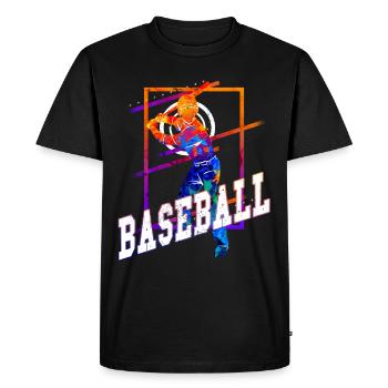 Baseball Baseball Player Vintage Colorful - Men's Premium Organic T-Shirt - black - Front - Nico (187cm)