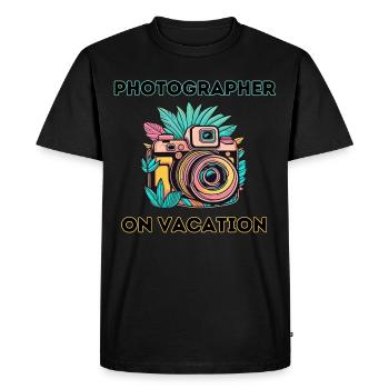 Photographe en vacances - T-shirt Premium bio Homme - noir - Devant - Nico (187cm)