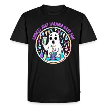 Les fantômes veulent juste s’amuser - T-shirt Premium bio Homme - noir - Devant - Nico (187cm)