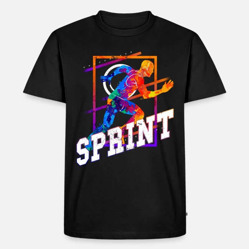 Sprint, Sprinter, Sprint, Lekkoatletyka, Bieganie - Ekologiczna koszulka męska Premium - czarny