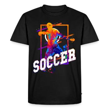 Football, Joueur De Football, Attaquant, Fan Coloré - T-shirt Premium bio Homme - noir - Devant - Nico (187cm)