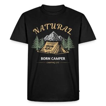 Campeur né Vie de camping - T-shirt Premium bio Homme - noir - Devant - Nico (187cm)