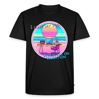 J’aime mon travail... Quand je suis en vacances - T-shirt Premium bio Homme - noir - Devant - Nico (187cm)