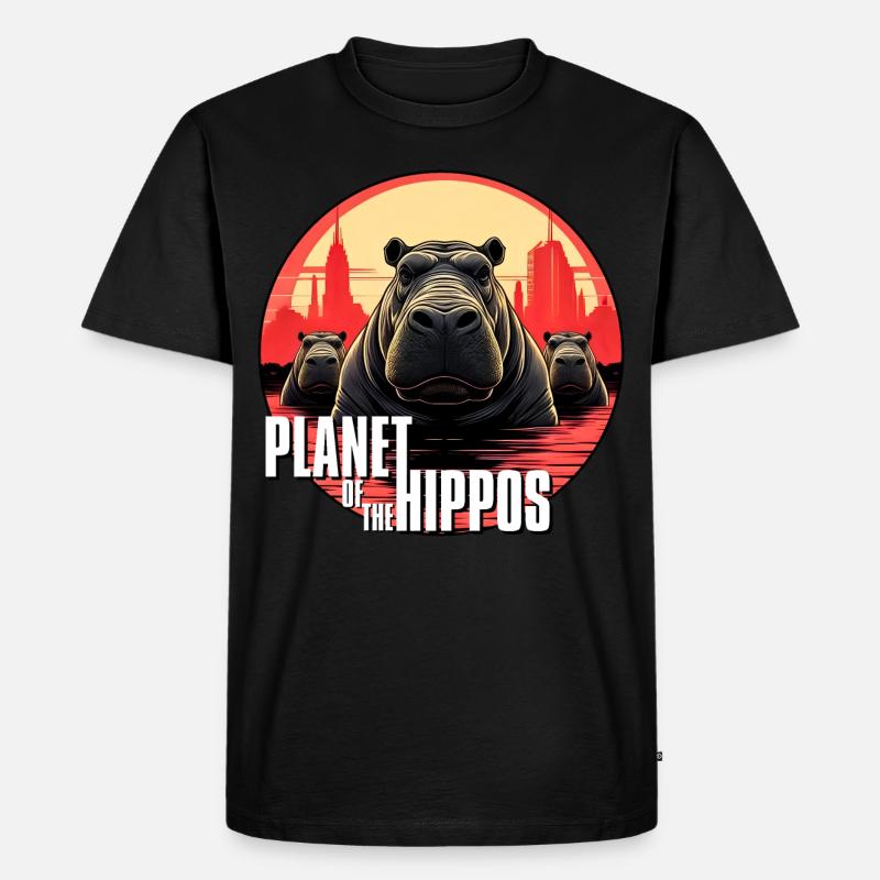 Planet der Nilpferde - Männer Premium Bio T-Shirt - Schwarz
