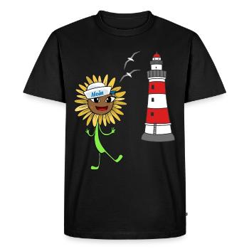 Sailor Sunflower Lighthouse Maritime Moin - T-shirt Premium bio Homme - noir - Devant - Nico (187cm)