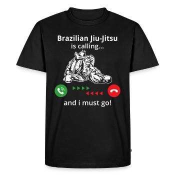 Brazilian jiu jitsu is calling and i must go - T-shirt Premium bio Homme - noir - Devant - Nico (187cm)