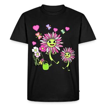 Printemps Été Fleurs Fleur Enfants Enfant Jardin - T-shirt Premium bio Homme - noir - Devant - Nico (187cm)