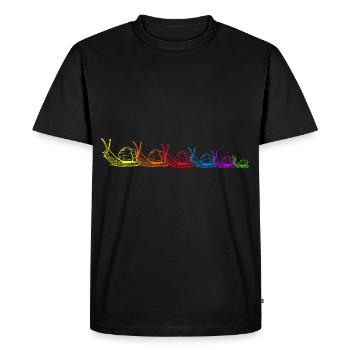 Escargots arc-en-ciel coquille d’escargot LGBT - T-shirt Premium bio Homme - noir - Devant - Nico (187cm)