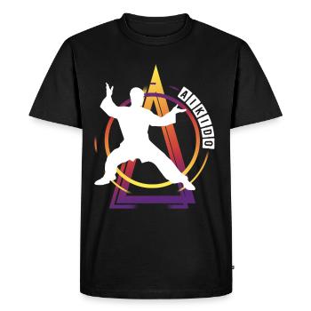 Aïkido Arts Martiaux Arts Martiaux Combattant Vintage Rétro - T-shirt Premium bio Homme - noir - Devant - Nico (187cm)