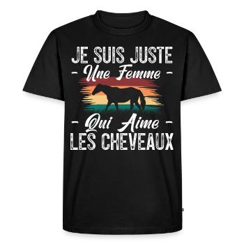 femme Chevallier - amoureuse des chevaux - Cheval. - T-shirt Premium bio Homme - noir - Devant - Nico (187cm)