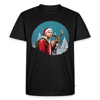 Le rappeur et le renne - T-shirt Premium bio Homme - noir - Devant - Nico (187cm)