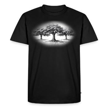 Forêt d’arbres Noir & Blanc Noir & Blanc - T-shirt Premium bio Homme - noir - Devant - Nico (187cm)