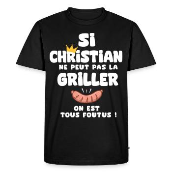 Christian roi barbecue cadeau Christian fêtes - T-shirt Premium bio Homme - noir - Devant - Nico (187cm)