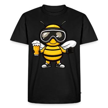 Bee Après Ski Beer Comic - Men's Premium Organic T-Shirt - black - Front - Nico (187cm)