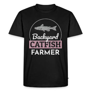 Arrière-cour, poisson-chat, éleveur, pisciculture, ferme, drôle - T-shirt Premium bio Homme - noir - Devant - Nico (187cm)