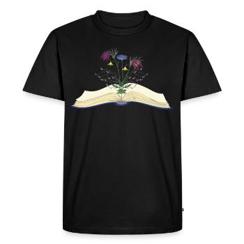 Fleurs sauvages Les fleurs poussent hors du livre - T-shirt Premium bio Homme - noir - Devant - Nico (187cm)