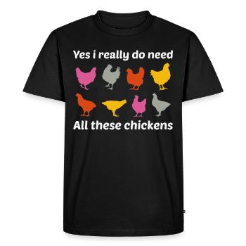 Amateur de poulet Aviateur Agriculteur Ferme Drôle - T-shirt Premium bio Homme - noir - Devant - Nico (187cm)