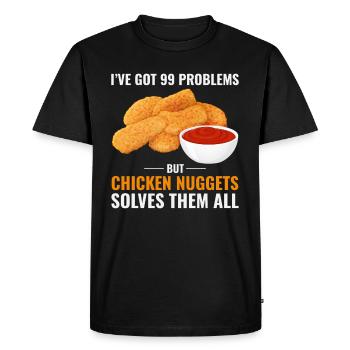 Chicken Nuggets Fast Food Funny Saying - Men's Premium Organic T-Shirt - black - Front - Nico (187cm)