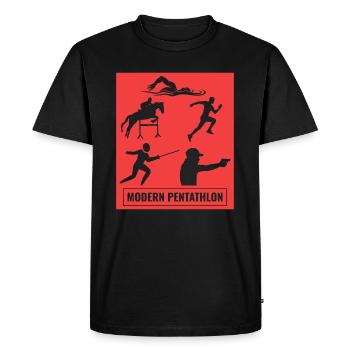 Pentathlon moderne - Escrime Natation Équitation - T-shirt Premium bio Homme - noir - Devant - Nico (187cm)