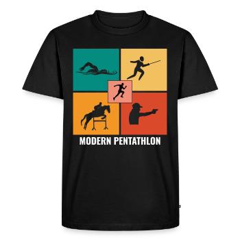 Pentathlon moderne - Escrime Natation Équitation - T-shirt Premium bio Homme - noir - Devant - Nico (187cm)