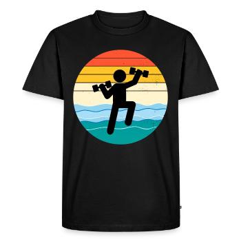 Aquagym Aquatique Fitness Aquatique Vintage Rétro - T-shirt Premium bio Homme - noir - Devant - Nico (187cm)