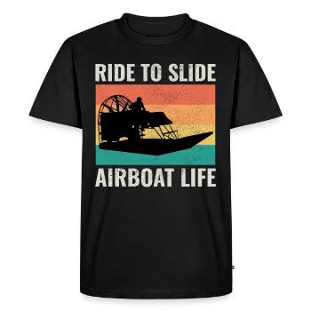 Airboat Fanboat Airboating Vintage Retro - Men's Premium Organic T-Shirt - black - Front - Nico (187cm)
