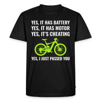 E-Bike Vélo électrique Vélo Cyclisme Biker VTT - T-shirt Premium bio Homme - noir - Devant - Nico (187cm)