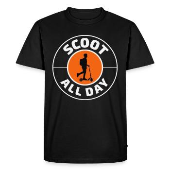 Conducteur de scooter électrique E-Scooter motorisé - T-shirt Premium bio Homme - noir - Devant - Nico (187cm)