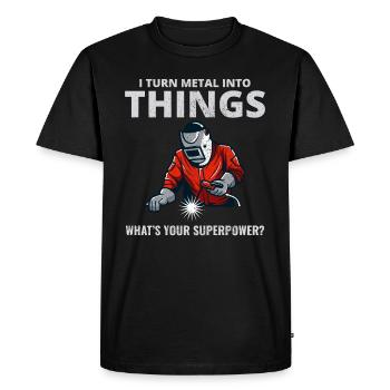 Soudage Soudeur Métal Construction Ferronnerie - T-shirt Premium bio Homme - noir - Devant - Nico (187cm)